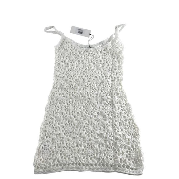 Frankies Bikinis Women's White Sunshine Crochet Mini Dress Size XS - Picture 7 of 10